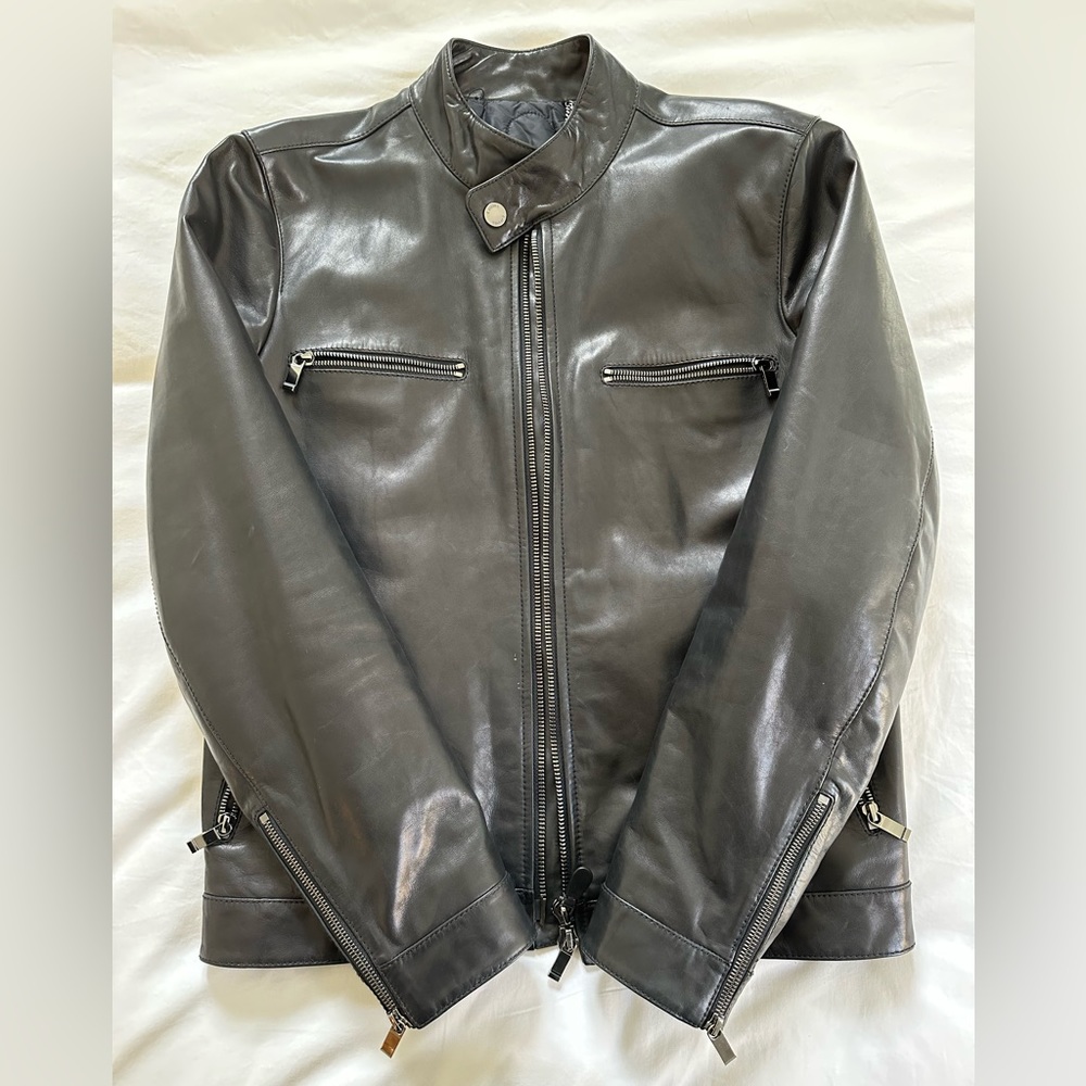 Z Zegna Men’s Leather Biker Jacket